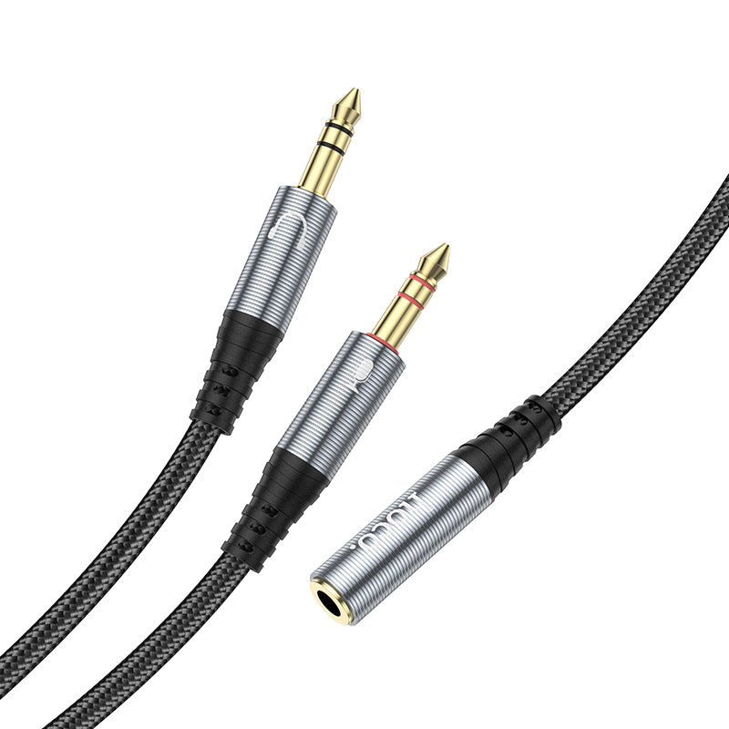Hoco UPA21 2-in-1 3.5 headset audio adapter cable(female to 2*male) - Black