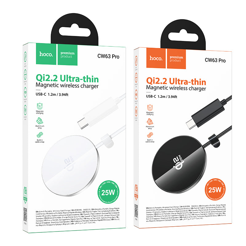 Hoco CW63 Pro Fast Qi2.2 25W Fast magnetic wireless fast charger (MagSafe Compatible) - White