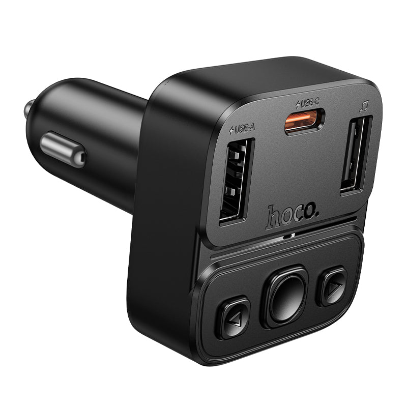 Hoco E87 Alegria 48W dual port PD30W QC3.0 car Bluetooth FM transmitter - Black