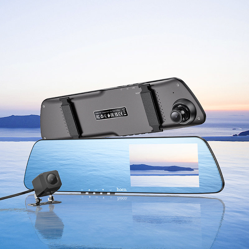 Hoco DV4 4.5-inch rearview mirror Dash Camera dual-channel - Iron Gray