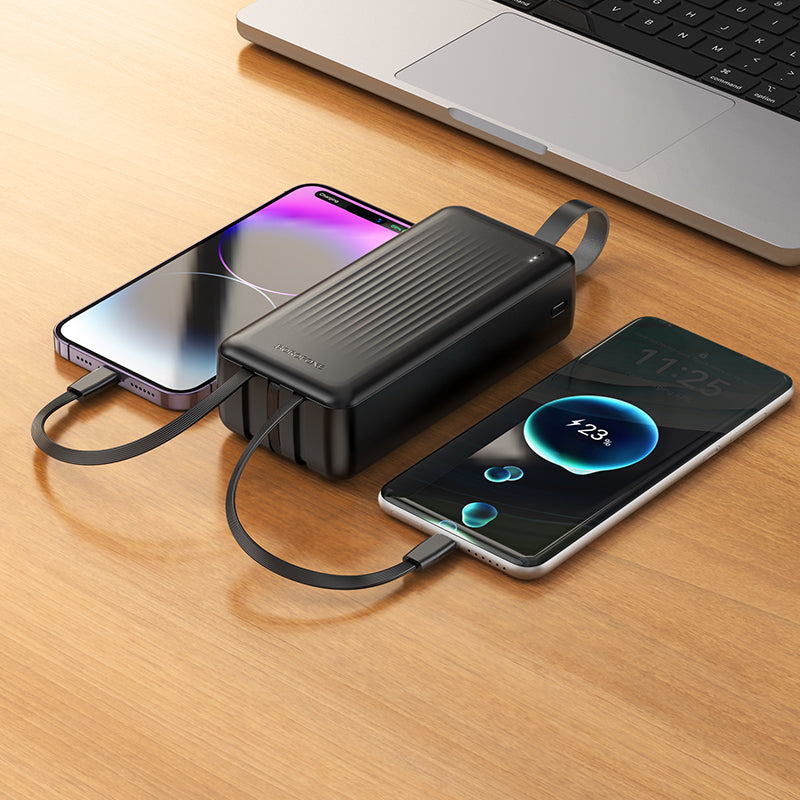 BOROFONE BJ79B 30000mAh Power Bank with 3 Built-In Cables - Black