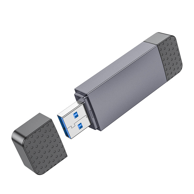 Hoco HB45 Spirit 2-in-1 USB/USB-C 3.0 card reader - metal gray