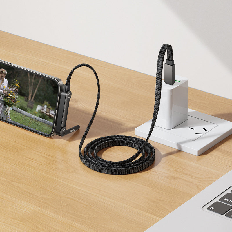 Hoco U150 Stand Cable Exquisite bracket 60W charging data cable C to C - Black