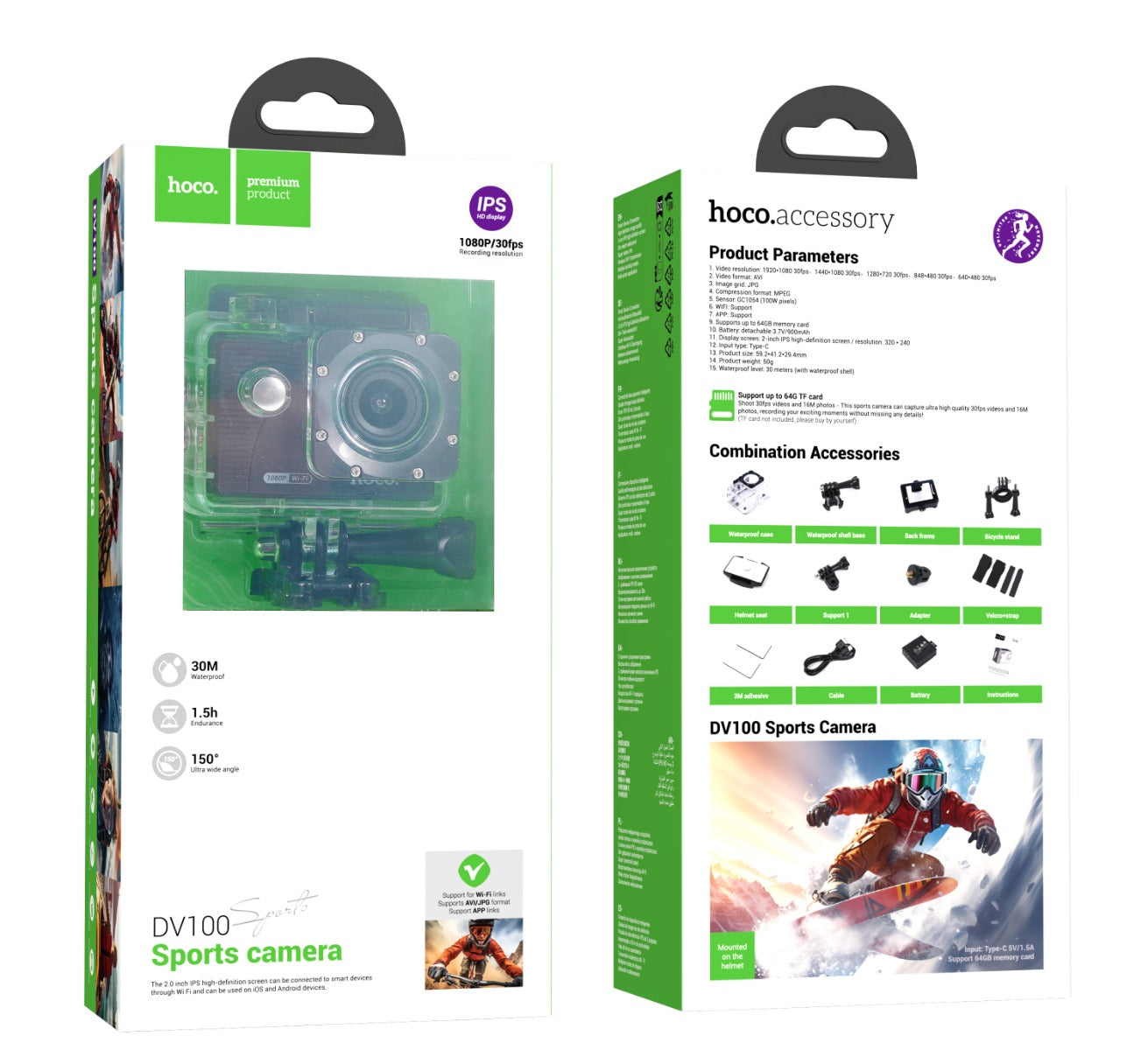 Hoco DV100 1080p Wi-Fi Sports Action Camera - Black