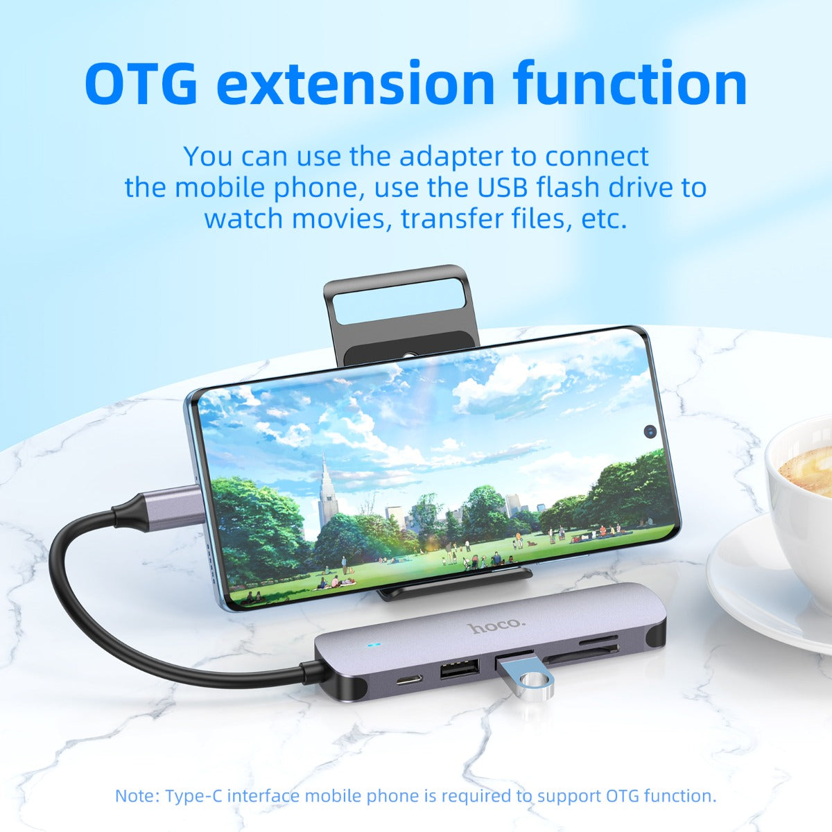 Hoco HB28 6-in-1 USB-C Hub with 4K HDMI, PD, USB, SD & TF