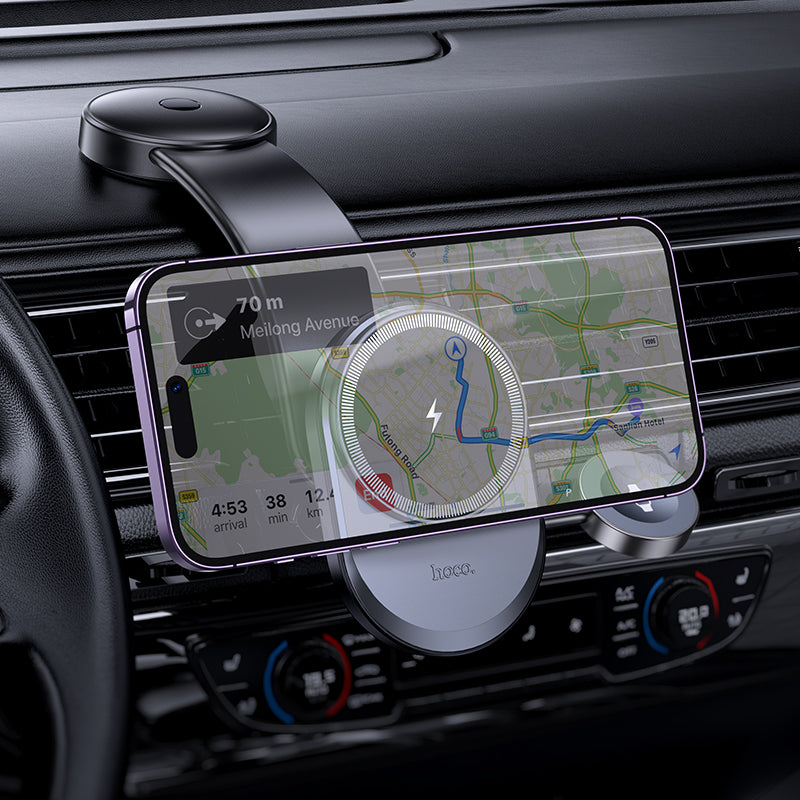Hoco HW28 15W Wireless Charging Car Console Phone & Watch Holder