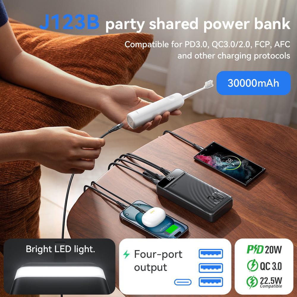 Hoco J123C 60000mAh 22.5W PD20W Power Bank with Display - Black