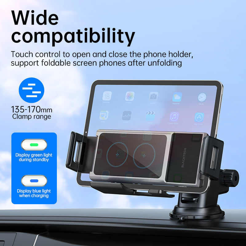BLACKTECH BL-DCA59 Dual-Coil Auto-Rotating Wireless Charging Car Holder