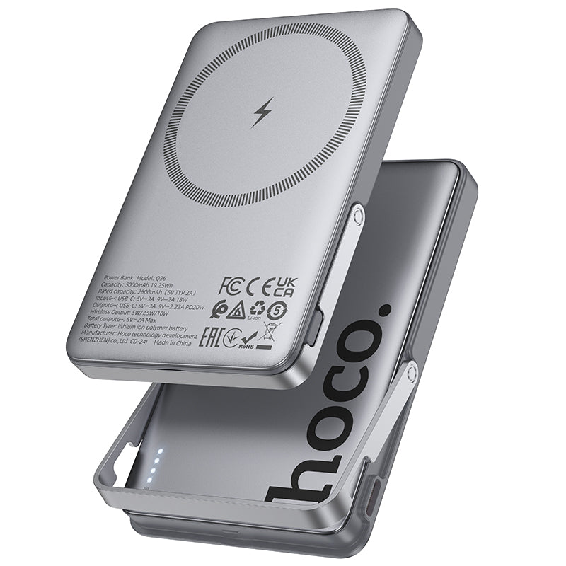 Hoco Q36 5000mAh PD20W Magnetic Power Bank - Metal Grey