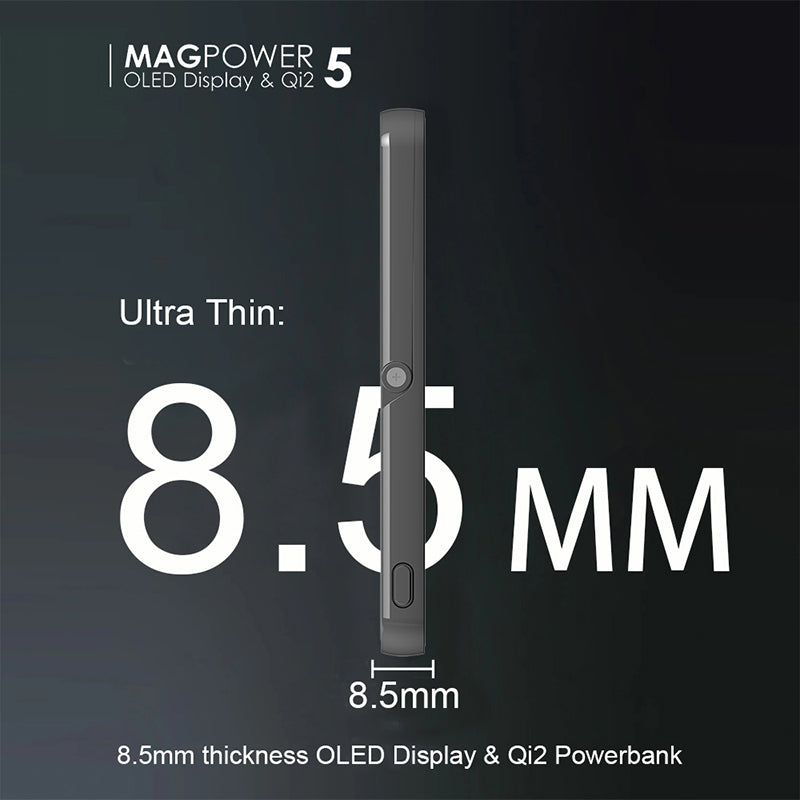 LITO LP03 Qi2 15W 5000mAh 5-in-1 Magnetic Power Bank - Mirror Silver
