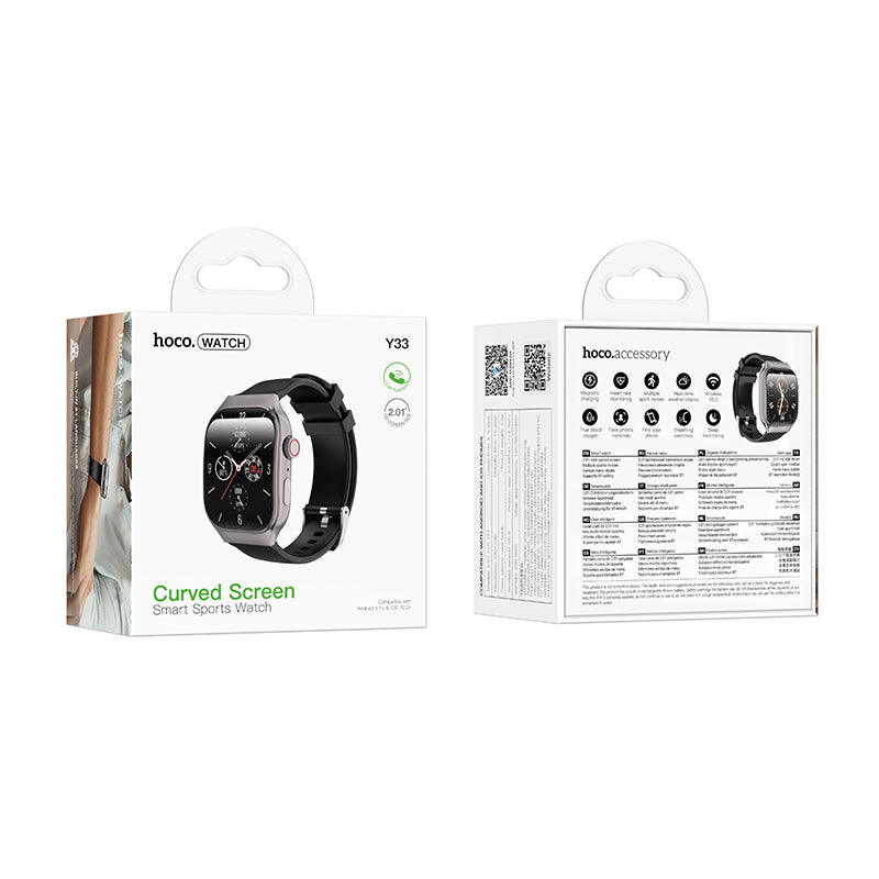 Hoco Y33 Curved-Screen Bluetooth Calling Smart Sports Watch - Black