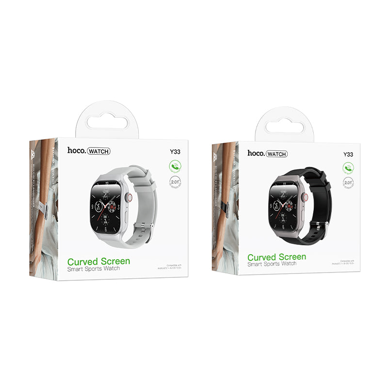Hoco Y33 Curved-Screen Bluetooth Calling Smart Sports Watch - Black
