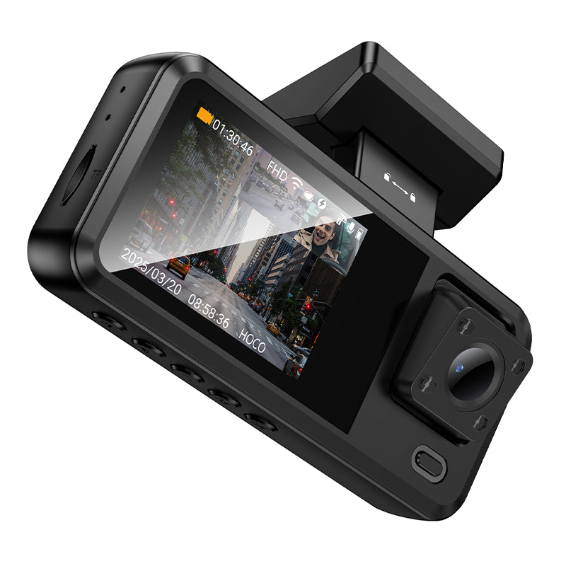 Hoco DV15 3-Channel 720p Dash Camera with Rear Camera - Black