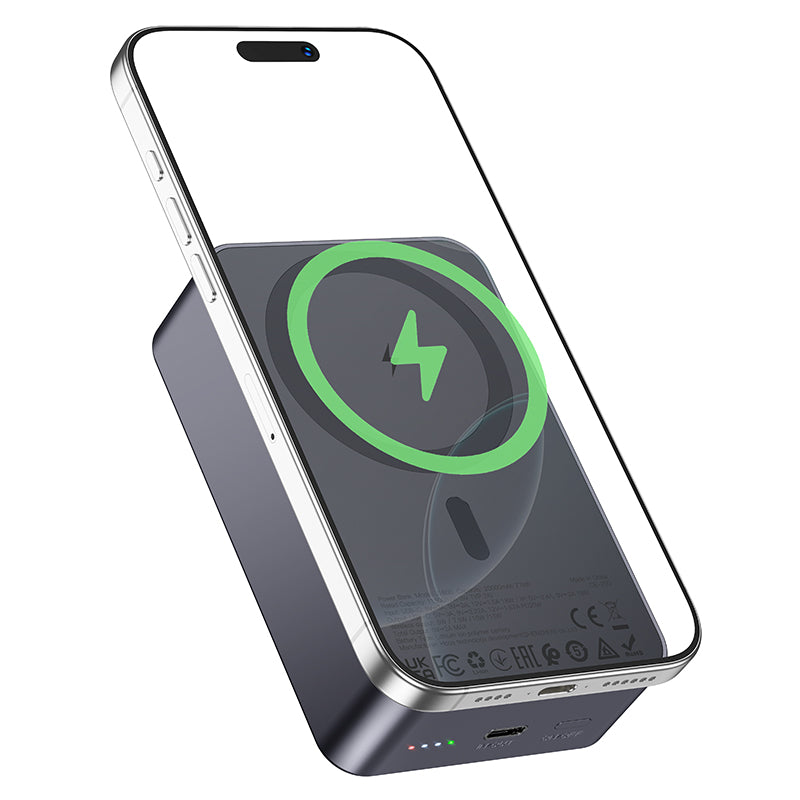 Hoco J160B 20000mAh PD20W Magnetic Power Bank - Metal Grey