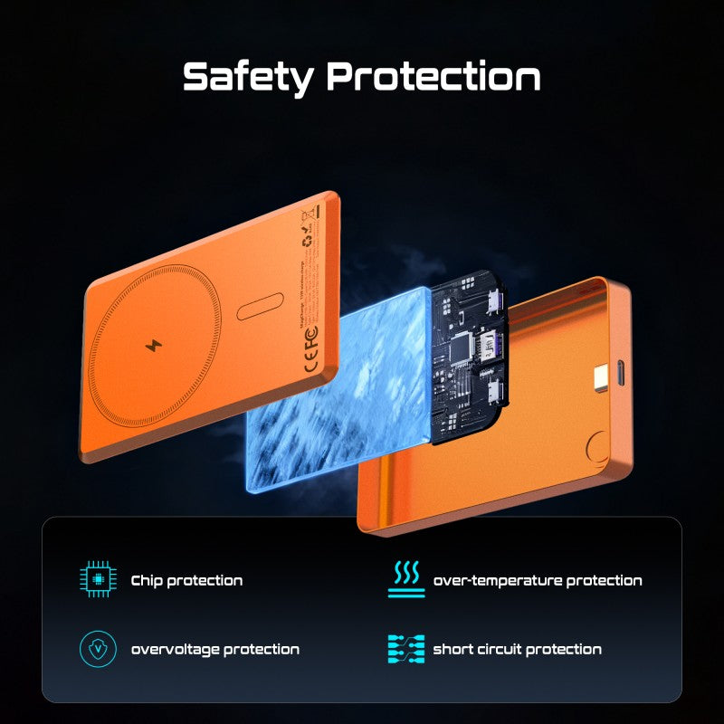 LITO LP08 5000mAh Ultra-Thin Magnetic Power Bank with Display - Orange