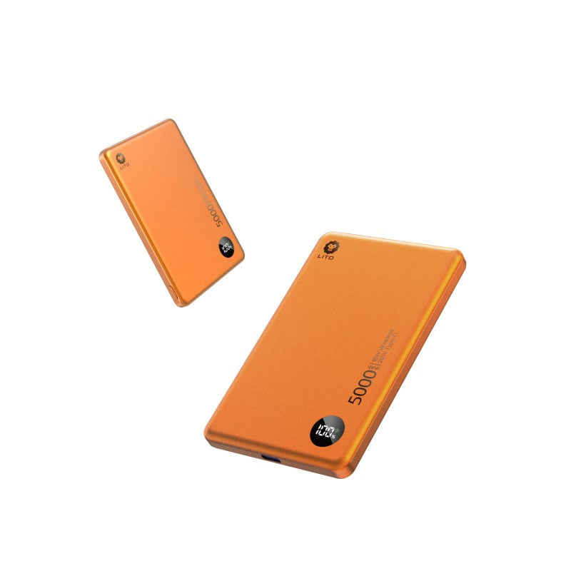 LITO LP08 5000mAh Ultra-Thin Magnetic Power Bank with Display - Orange