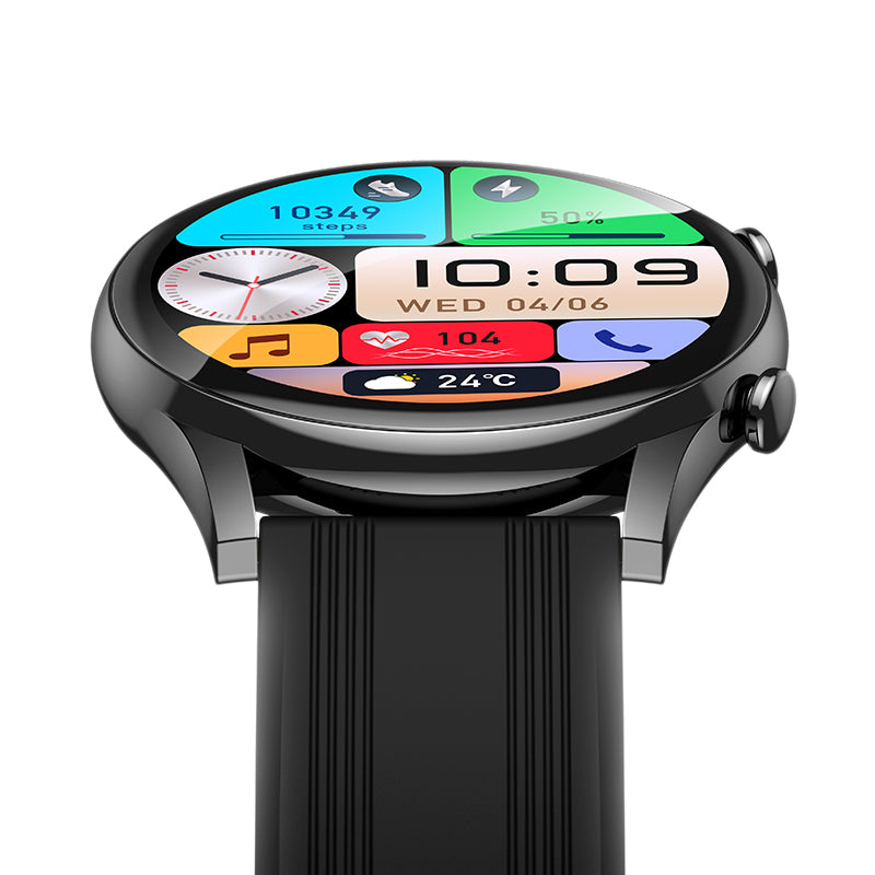 Hoco Y38 Round AMOLED Bluetooth Calling Smart Watch - Black