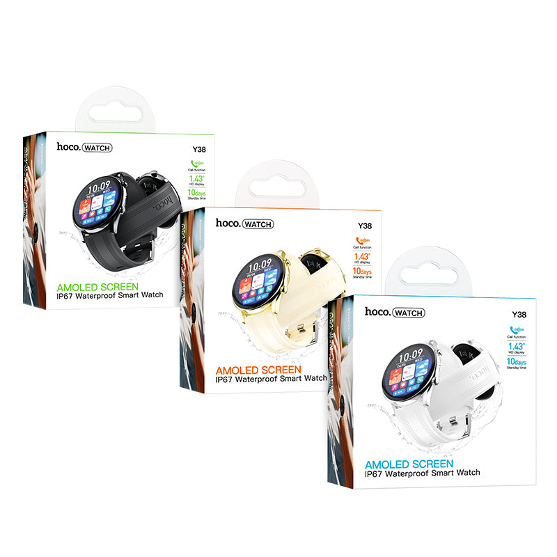 Hoco Y38 Round AMOLED Bluetooth Calling Smart Watch - Black