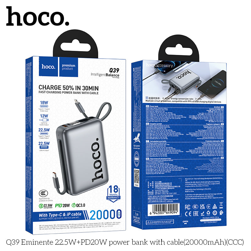 Power bank “Q39 Eminente” 22.5W + PD20W 20000mAh