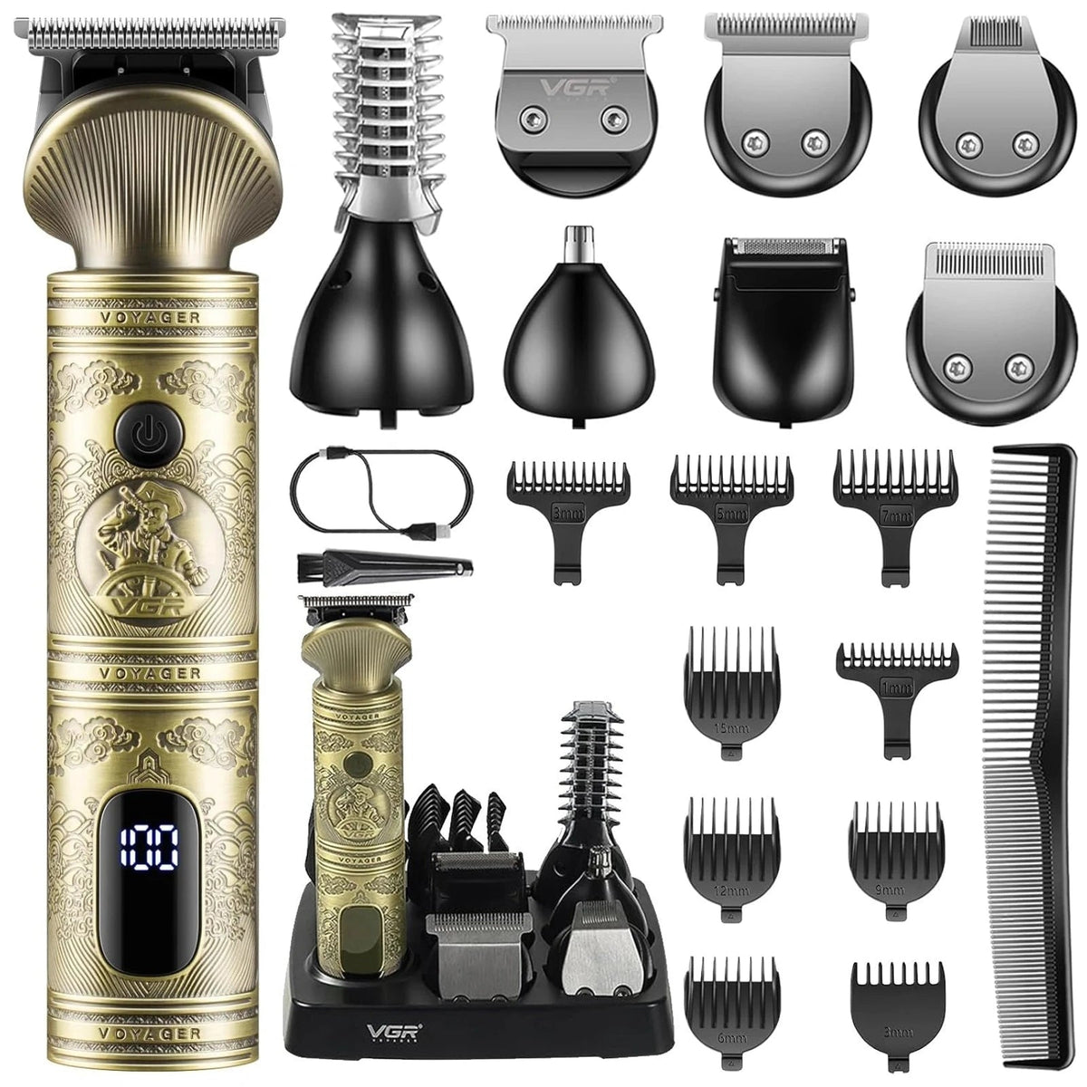 VGR Voyager V-106 6-in-1 grooming kit product box and accessories