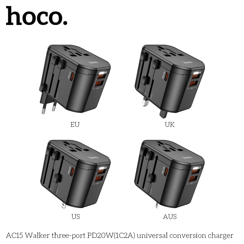 Hoco AC15 PD20W  Universal Charger USB +C PD Travel for 150 countries