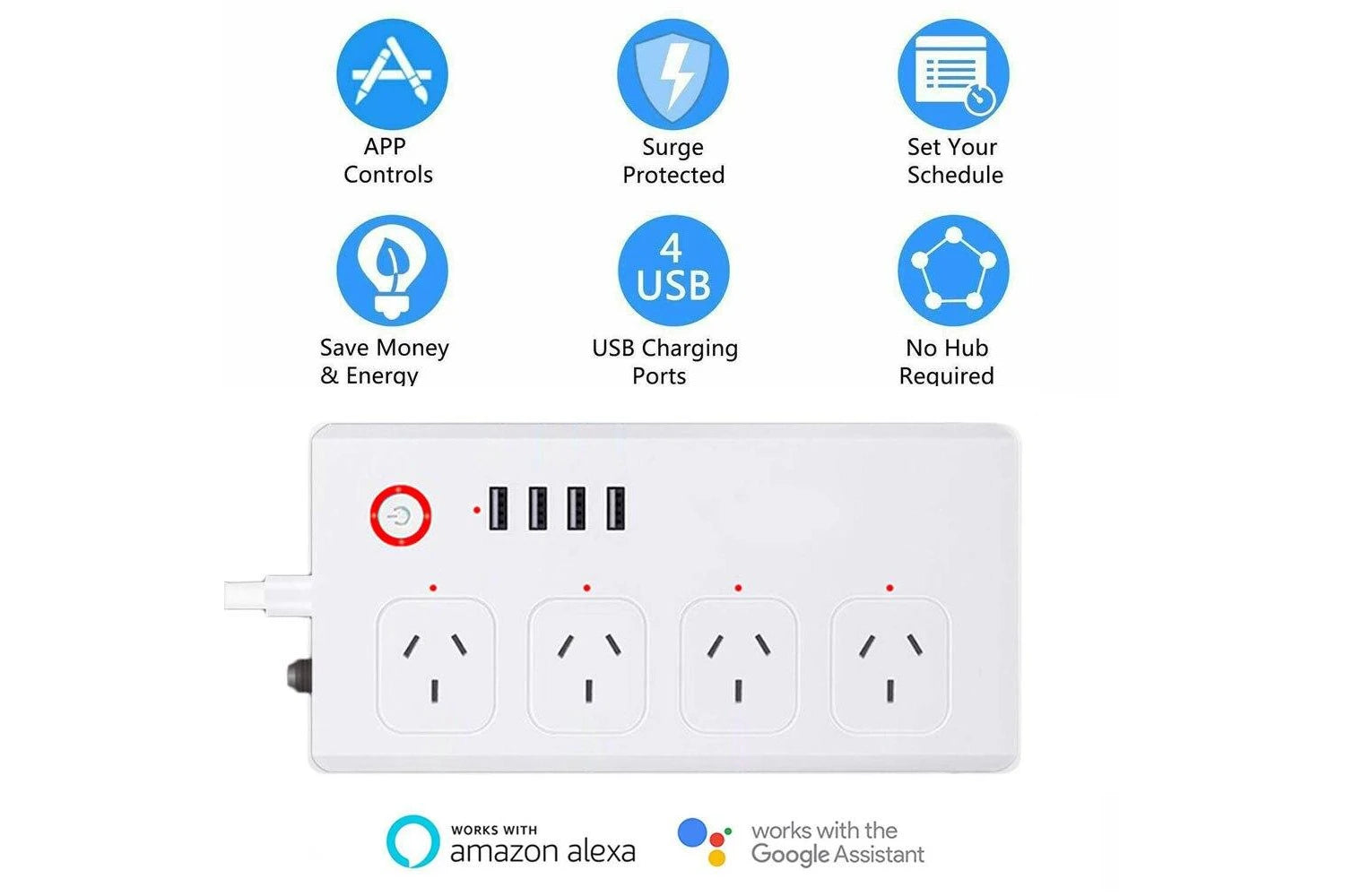 Zigbee Smart Plug Outlets Socket Power Board 8 Way 4 USB Plug Alexa Google -Need Zigbee Hub
