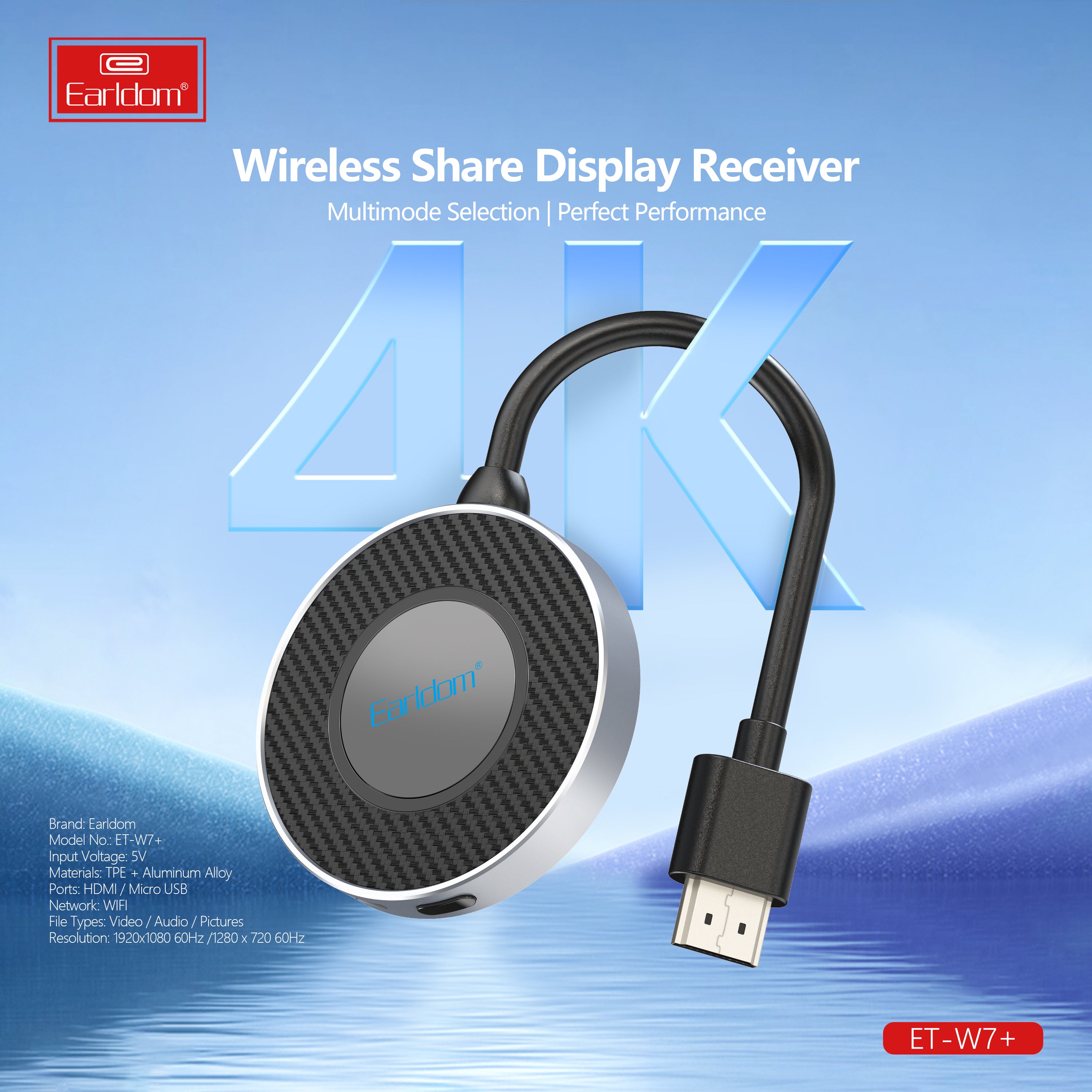 Earldom W7+ Wireless Share Display Receiver Dongle