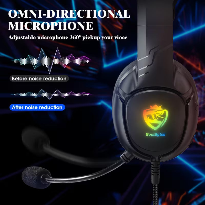 S20 Gaming Headset 50mm LED Mic for ps5 ps4 xbox PC - Headphone - Soulbytes image 6