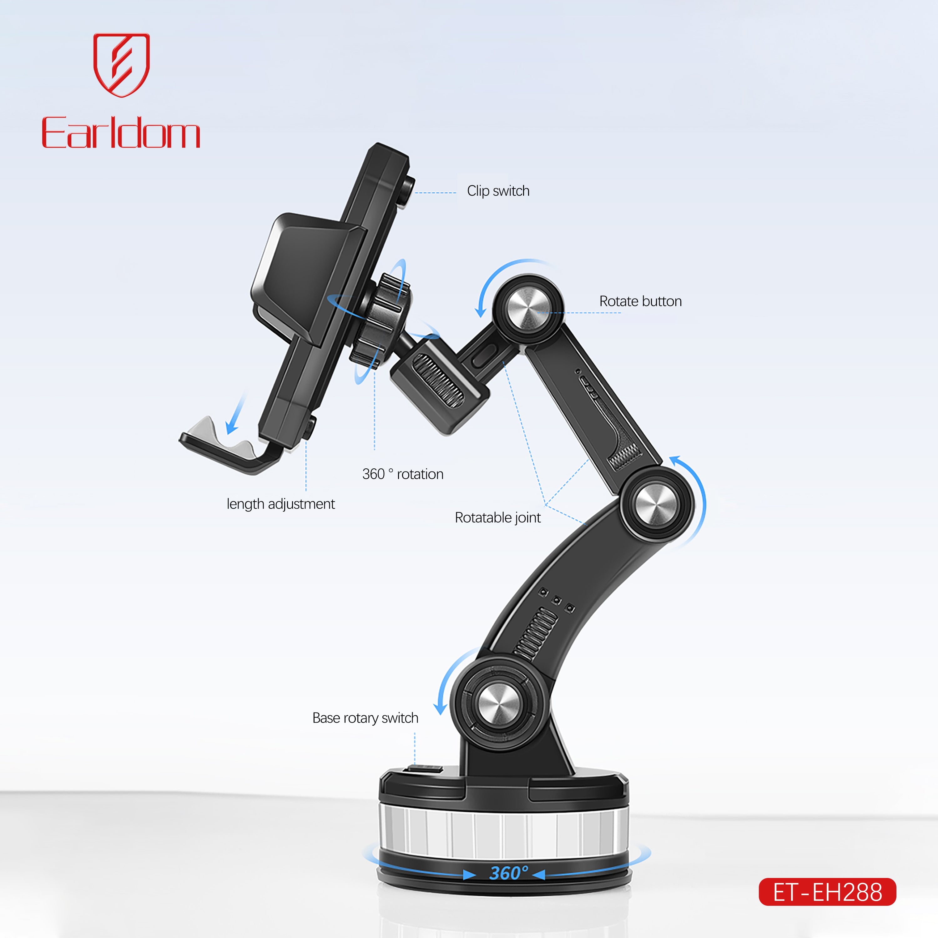 Earldom Eh228 long arm suction cup holder