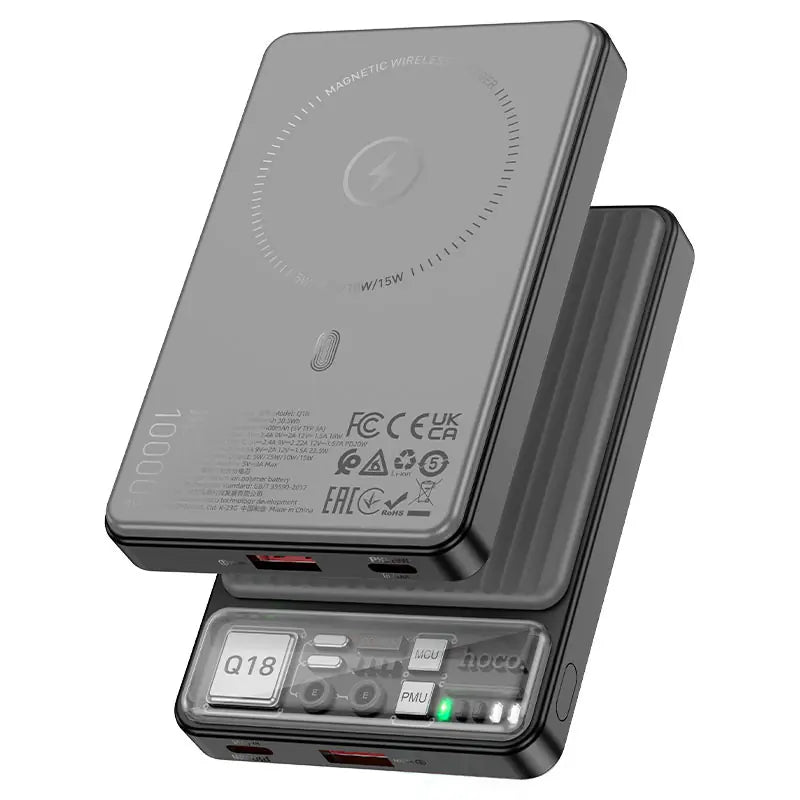 Hoco Q18 Tourer 22.5W PD Magnetic Magsafe Wireless Powrbank 10000 mAh Black