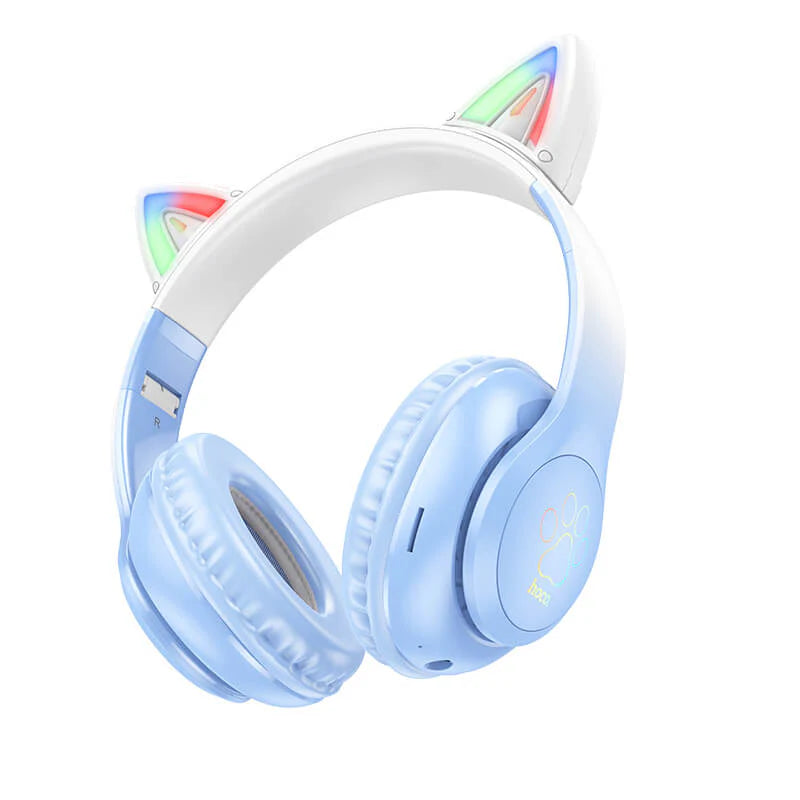 Hoco Ergonomic Cat Ear Bluetooth Headset with LED Light -blue ...
