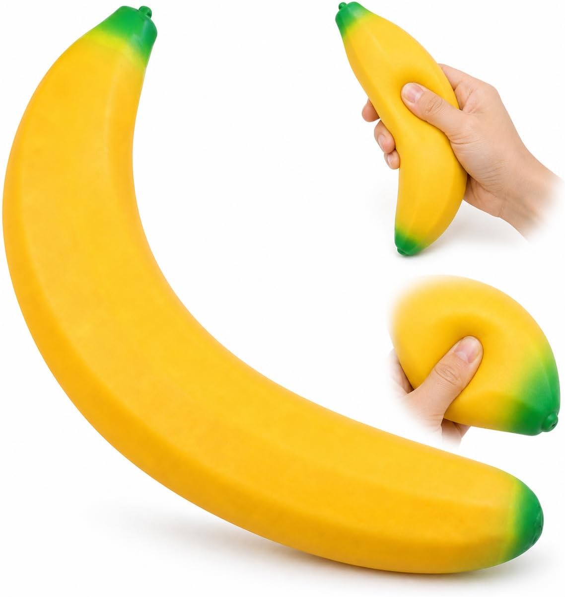 Giant Banana Squishy, 18Inch Jumbo Banana Stress Ball, High-Elastic Stretchable Soft Banana Squishy Squeezy,
