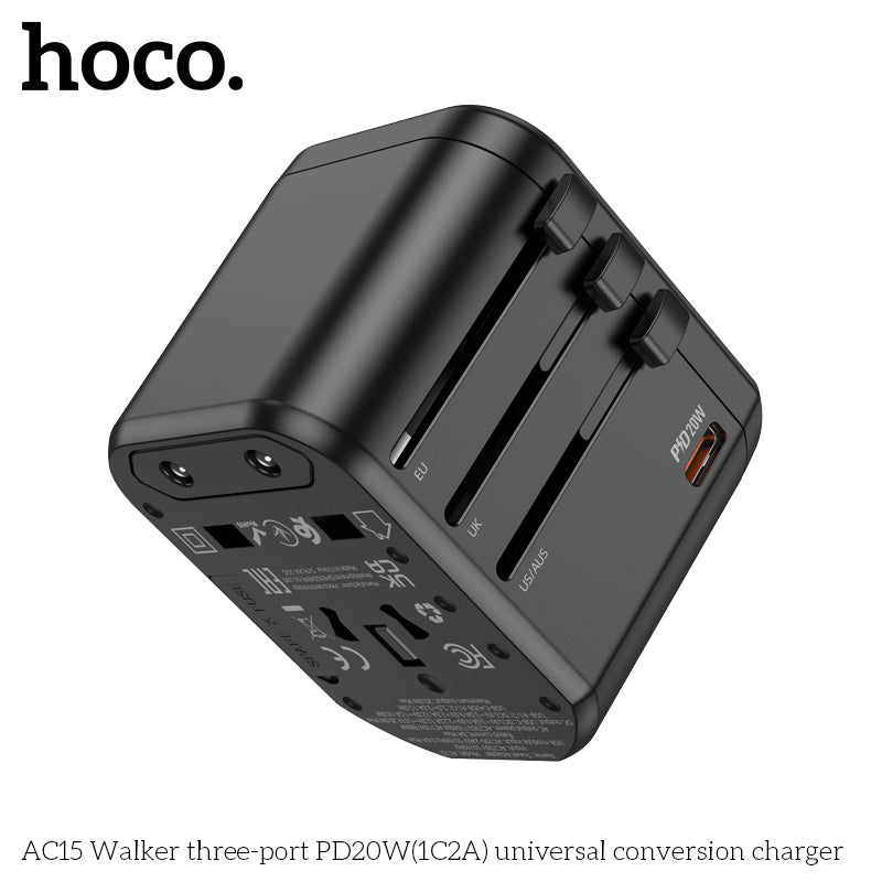 Hoco AC15 PD20W  Universal Charger USB +C PD Travel for 150 countries
