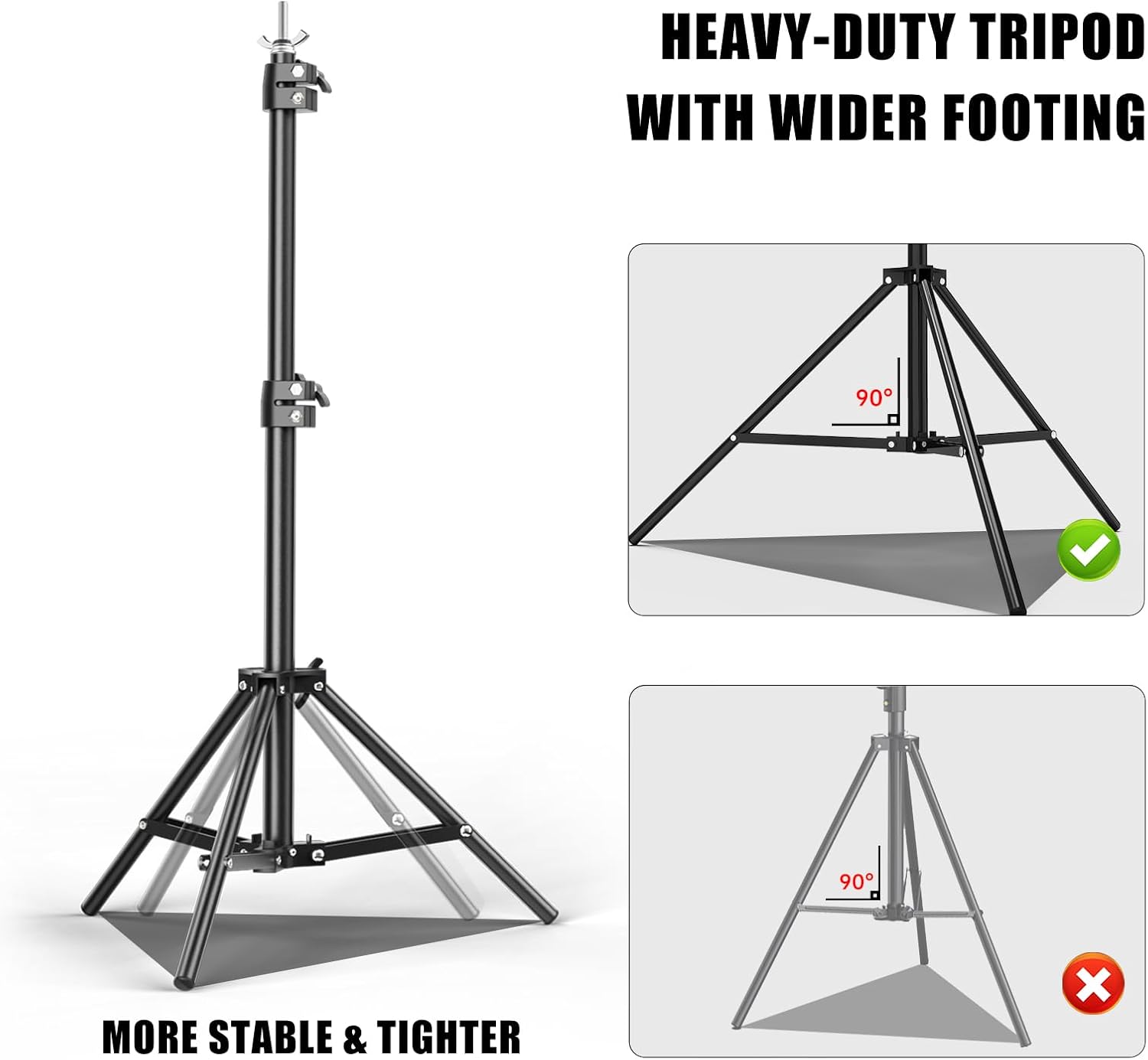 Photography Stand Backdrop Stand 6.5 x 10FT, Adjustable Photography Backdrop Support System Kit with 4 Clamps and Carrying Bag for Parties, Wedding,