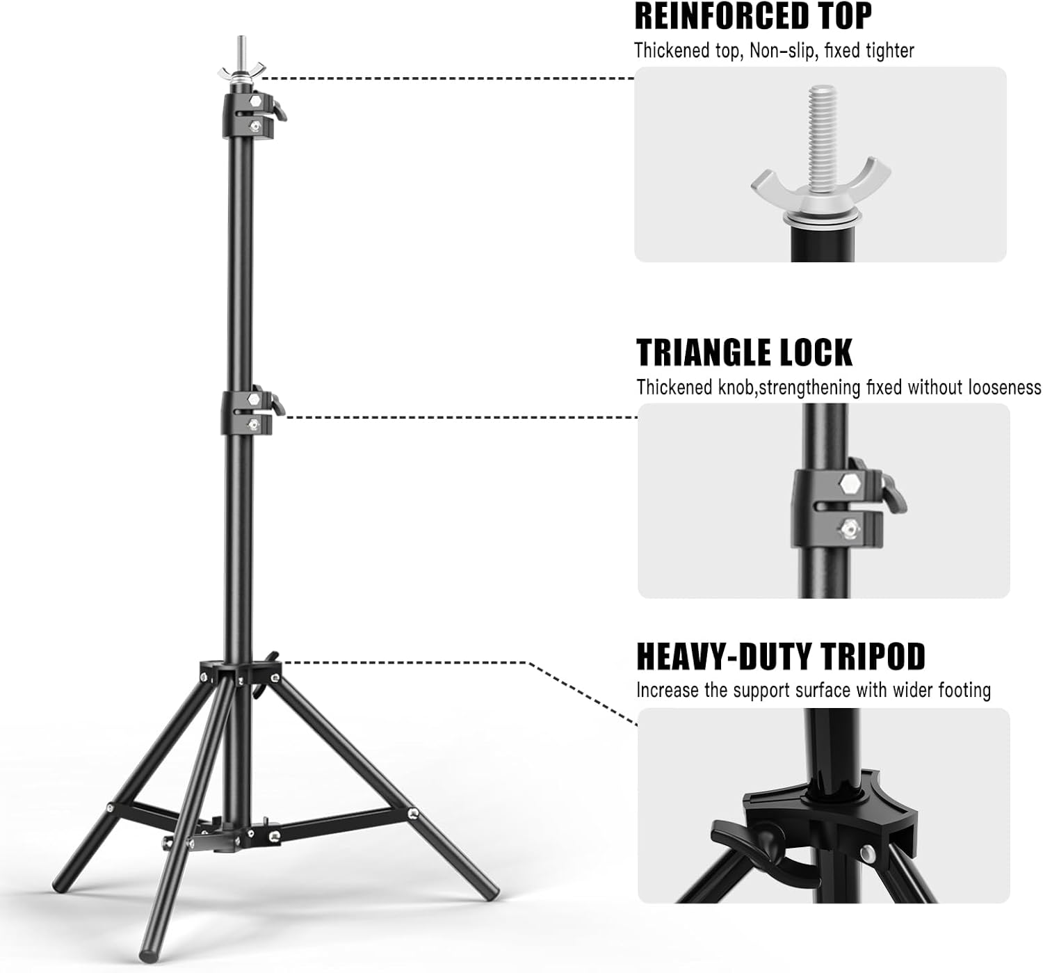 Photography Stand Backdrop Stand 6.5 x 10FT, Adjustable Photography Backdrop Support System Kit with 4 Clamps and Carrying Bag for Parties, Wedding,