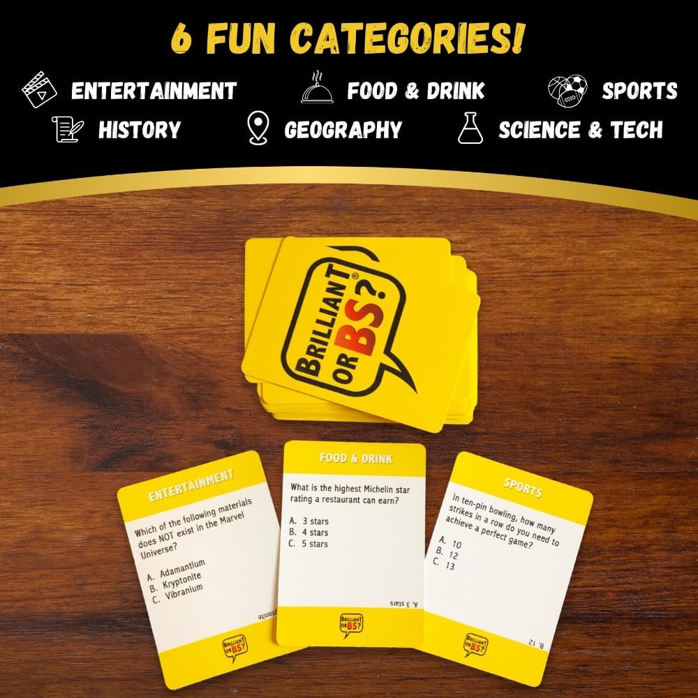 Brilliant or BS?  A Trivia Game for Know-It-Alls and Big Fat Liars  Fun Bluffing Trivia Game for Friends & Family Game Night