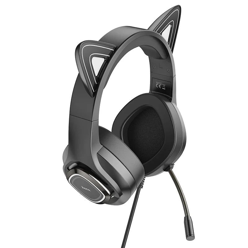 iTEQ Wired Cat Ear Gaming Headset With Microphone Adult Kids Gift for PC PS4 PS5 Nintendo Switch
