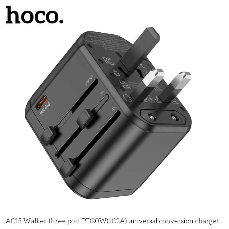 Hoco AC15 PD20W  Universal Charger USB +C PD Travel for 150 countries