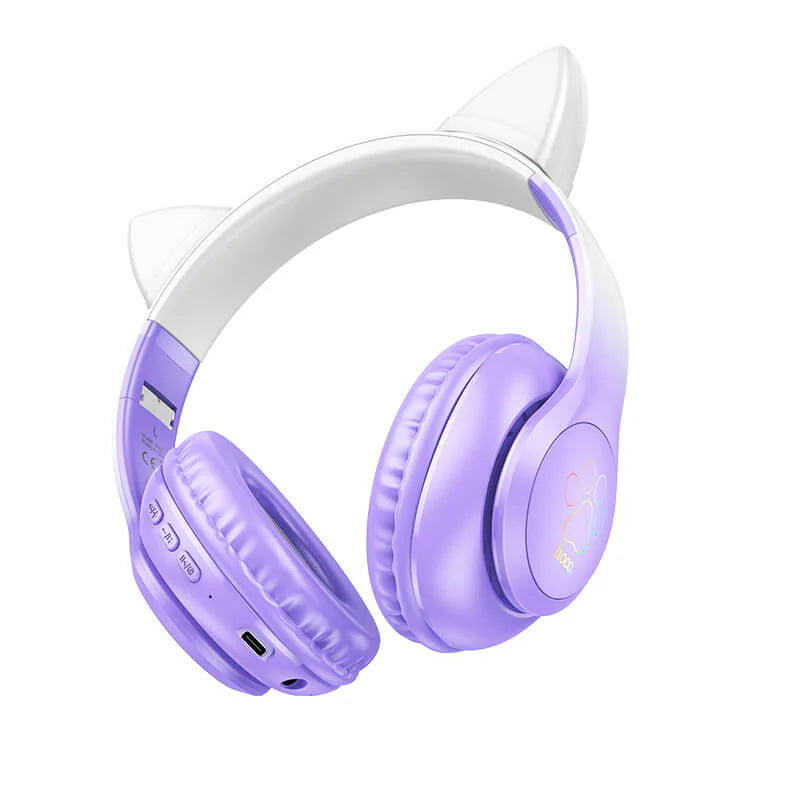 Hoco Ergonomic Cat Ear Bluetooth Headset with LED Light -Purple