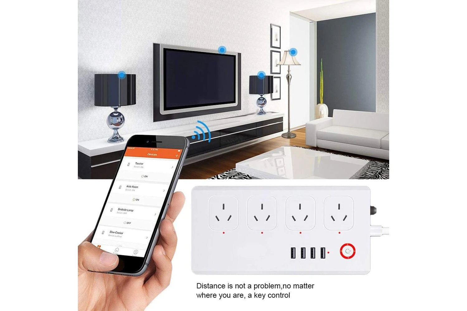 Zigbee Smart Plug Outlets Socket Power Board 8 Way 4 USB Plug Alexa Google -Need Zigbee Hub