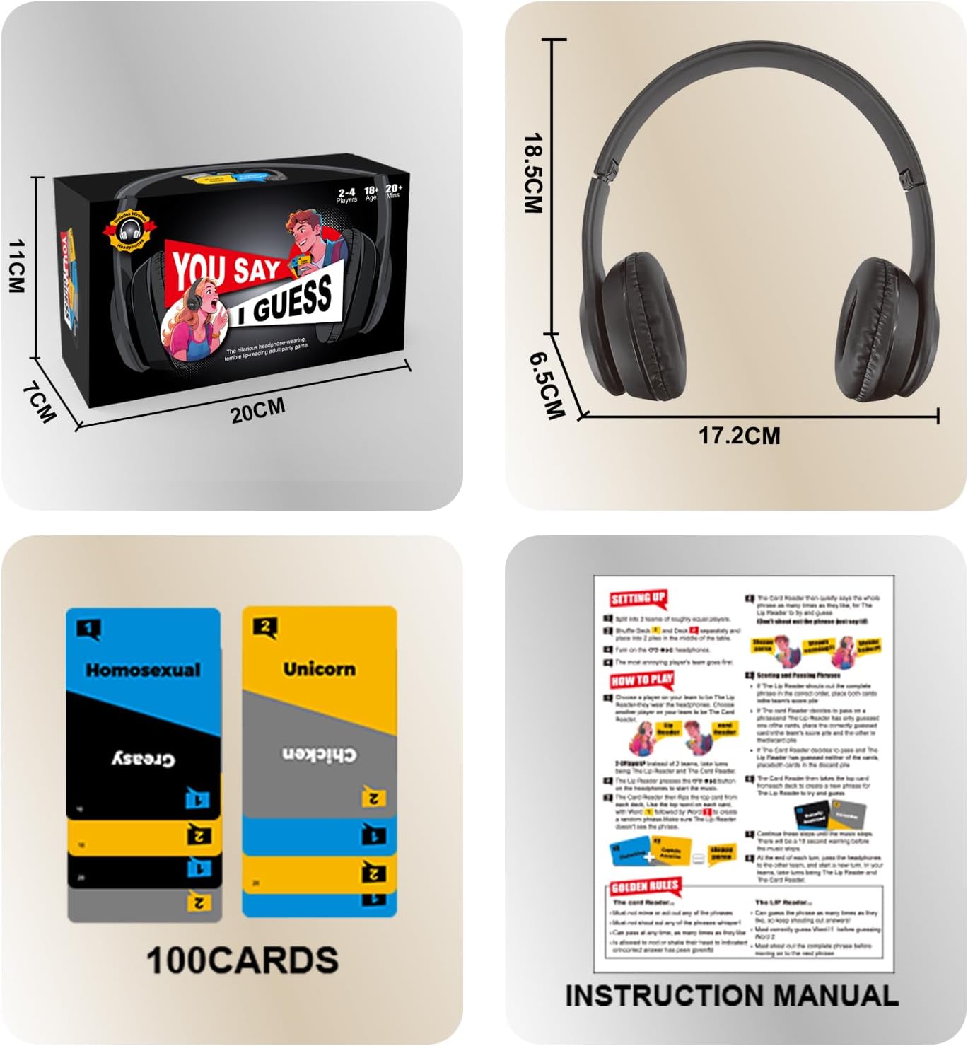 You Say I Guess: Lip Reading Party Game for Adults 17+ - Portable Card Game with 100 Cards & 40K+ Combos  Travel-Friendly for BBQs & Game Nights