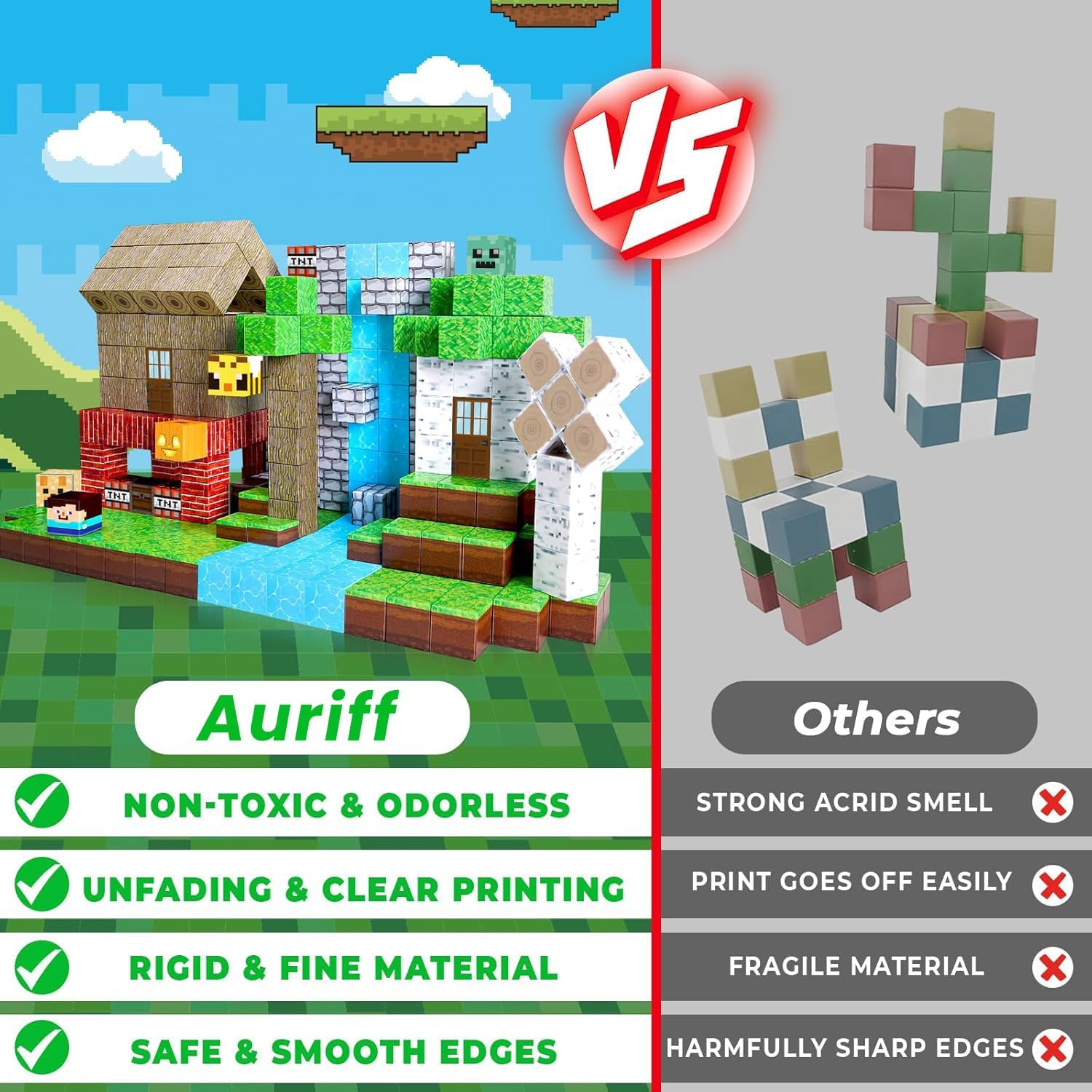 Minecraft style 104PCS Magnetic Blocks Forest Themed Magnetic Tiles Build Mine Forest Farm Set