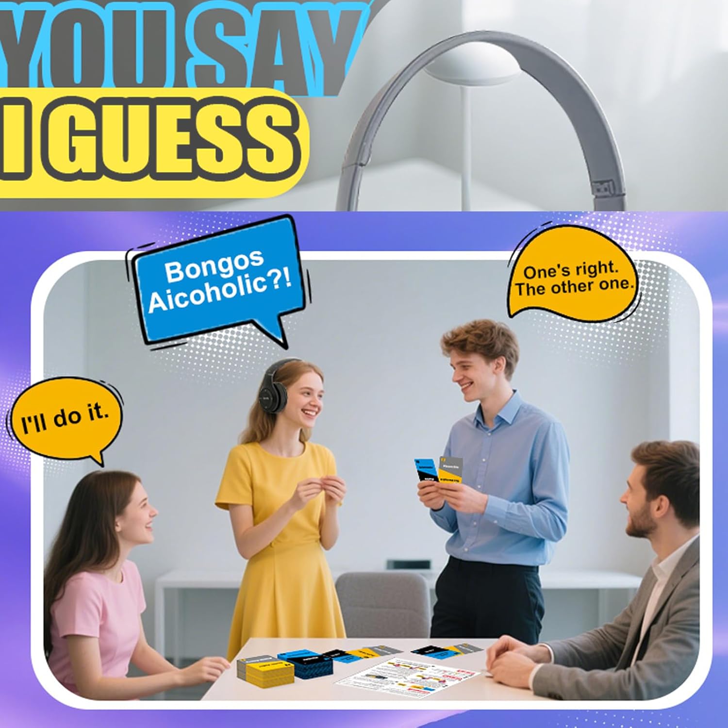 You Say I Guess: Lip Reading Party Game for Adults 17+ - Portable Card Game with 100 Cards & 40K+ Combos  Travel-Friendly for BBQs & Game Nights