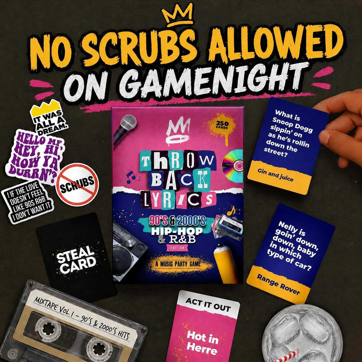Throwback Lyrics - A 90's and 2000's Hip-Hop and R&B Music Party Game - Lyric Trivia and Charades