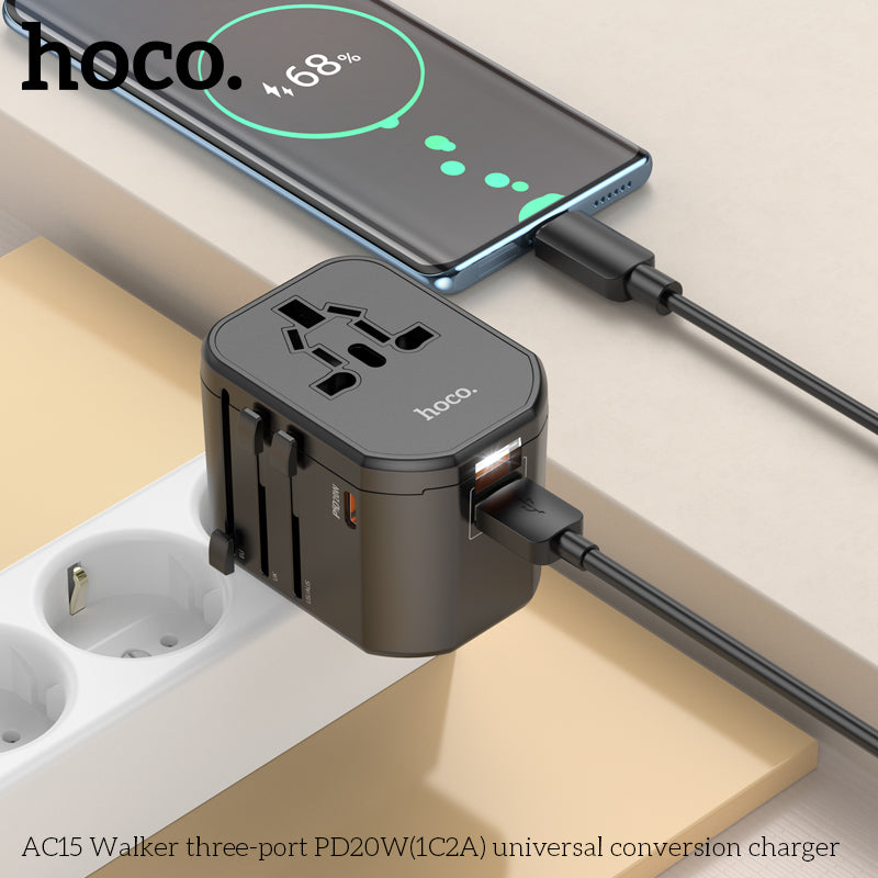 Hoco AC15 PD20W  Universal Charger USB +C PD Travel for 150 countries