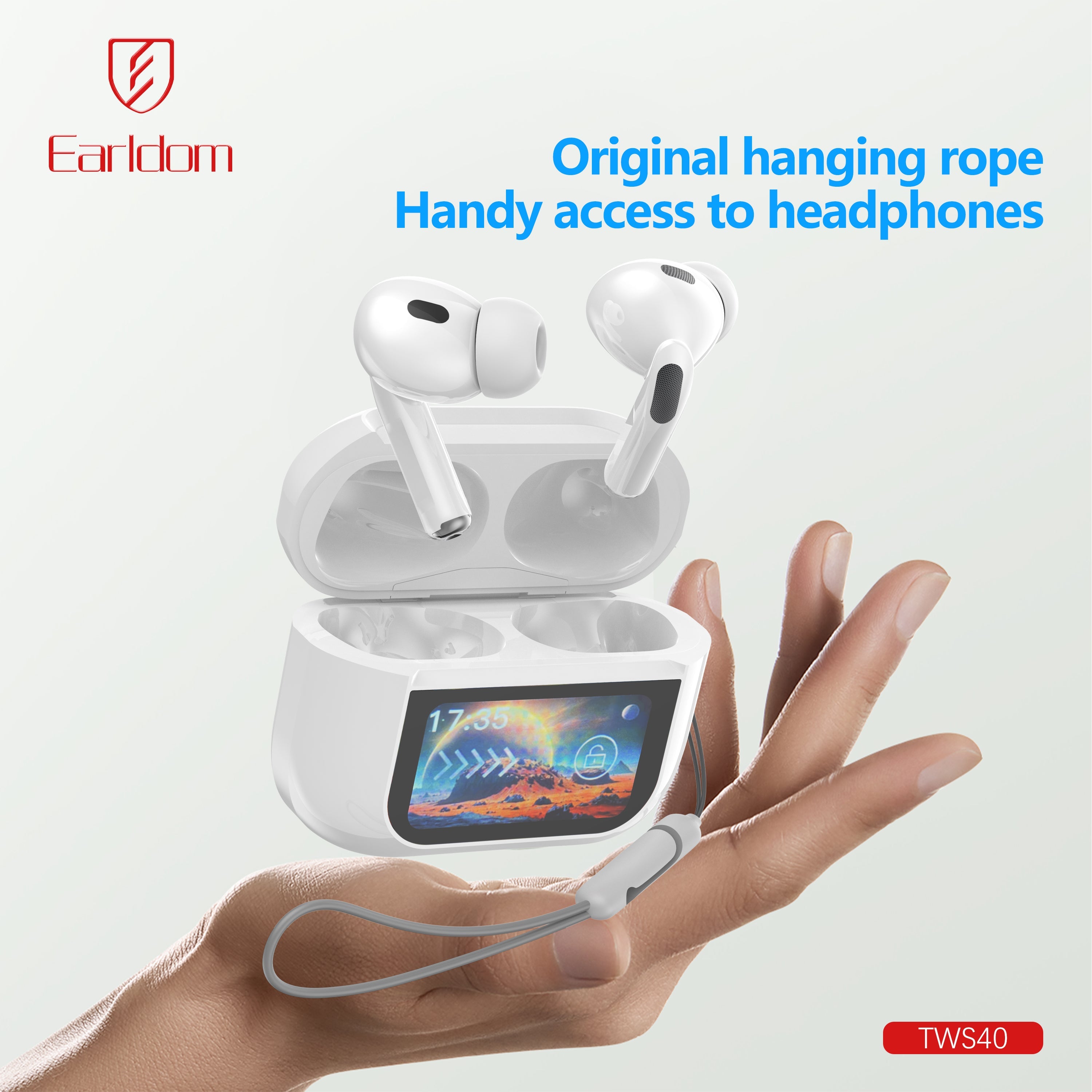 High Quality ANC noice canceling  earphone with screen rechargeable case