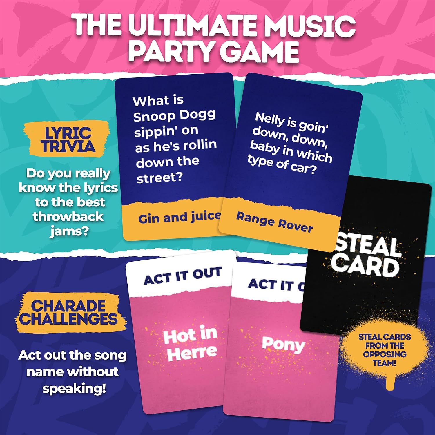 Throwback Lyrics - A 90's and 2000's Hip-Hop and R&B Music Party Game - Lyric Trivia and Charades