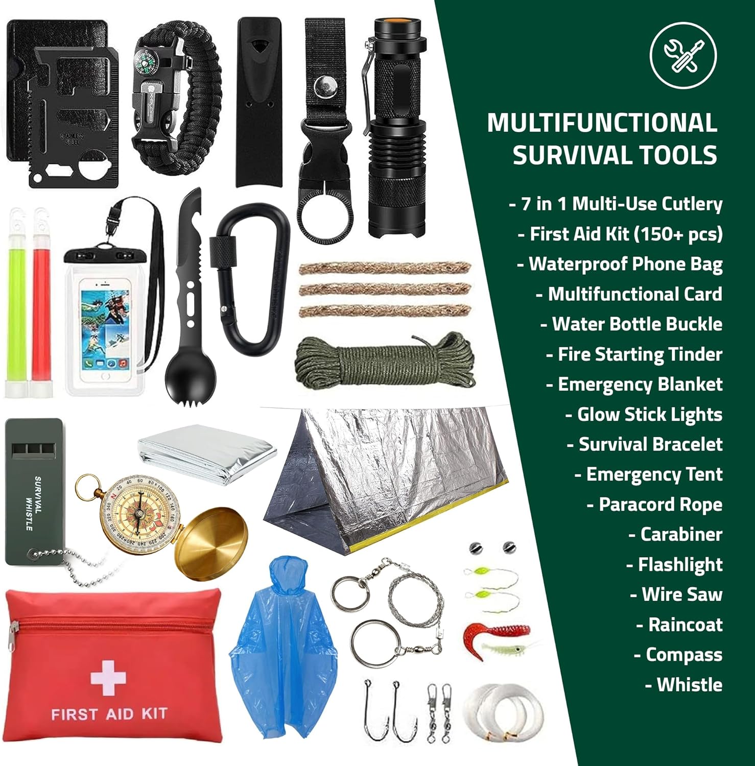 Survival Kit 249 PCS Emergency & First Aid Kit with MOLLE System - Professional Tool for Camping, Earthquake, Adventure