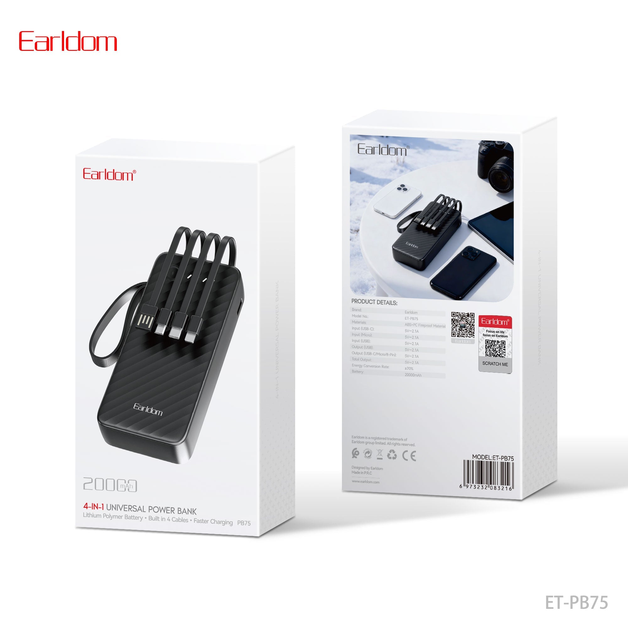 Earldom 20000Mah powerbank with cable