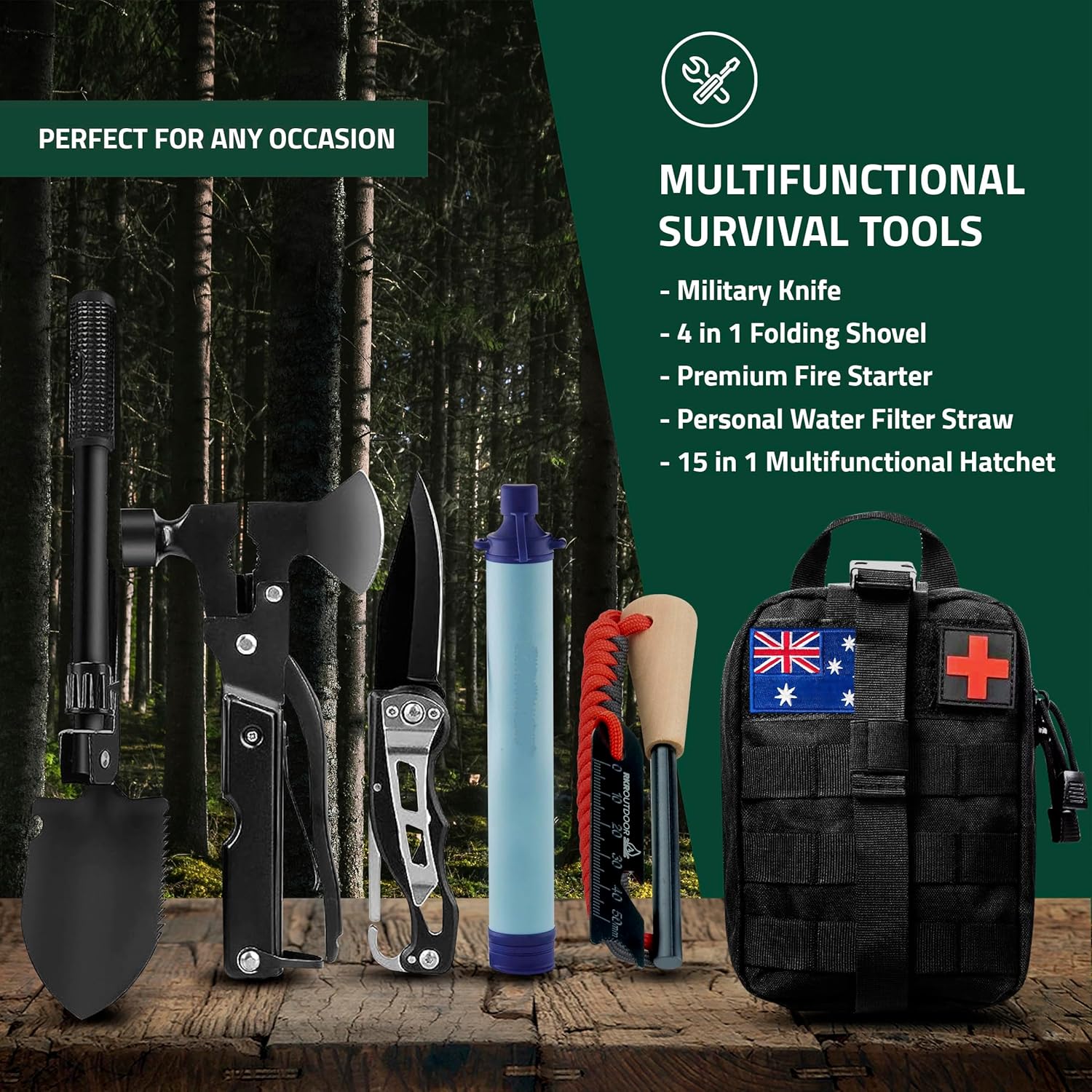 Survival Kit 249 PCS Emergency & First Aid Kit with MOLLE System - Professional Tool for Camping, Earthquake, Adventure